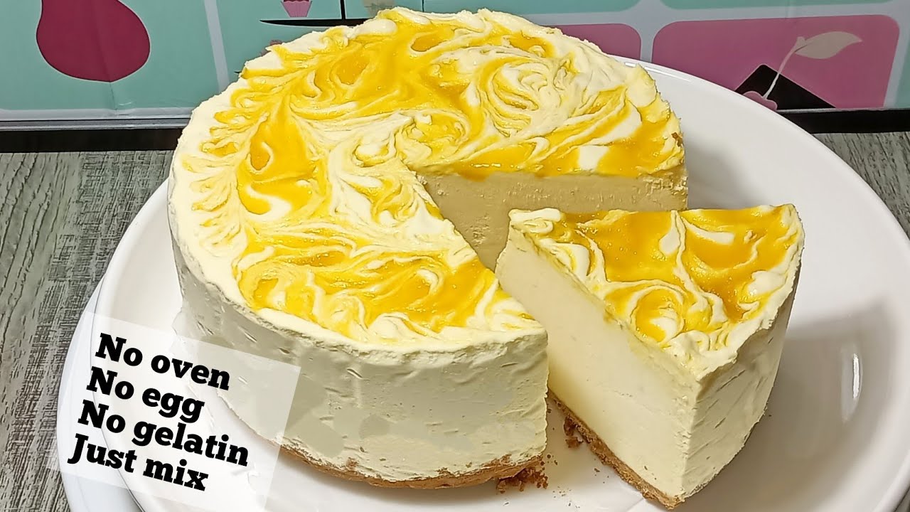 Easy Mango Cheesecake Recipe | No bake |  No Gelatin | No Egg