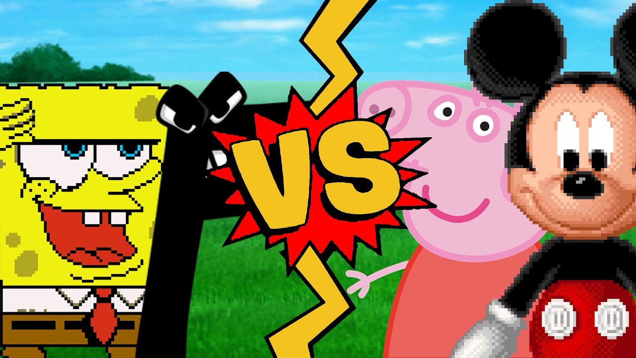 M.U.G.E.N Battles | SpongeBob/F vs Peppa Pig/Mickey Mouse