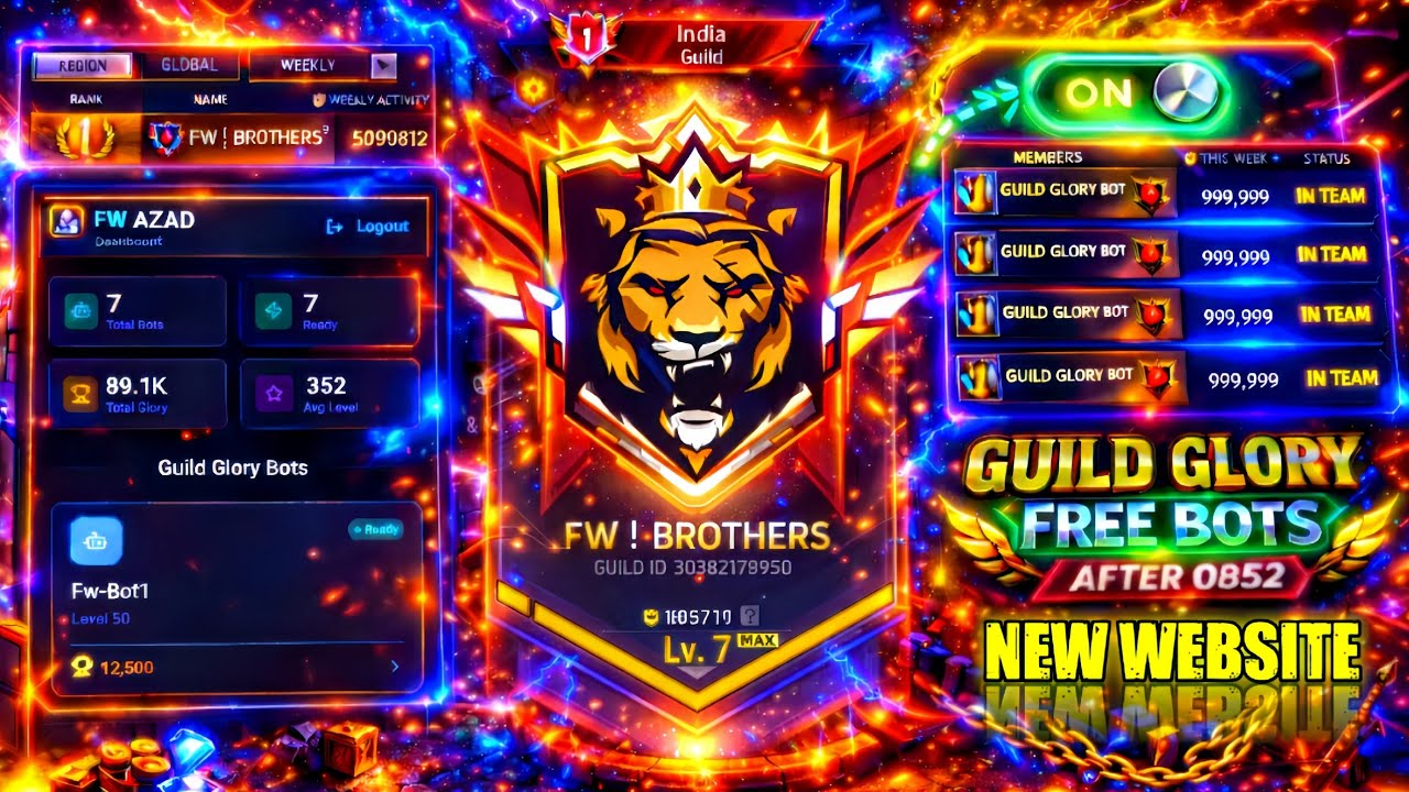NEW GUILD GLORY BOT WEBSITE 🤯 | HOW TO MAKE GUILD GLORY BOT FF 🤯| guild glory bot |🥳