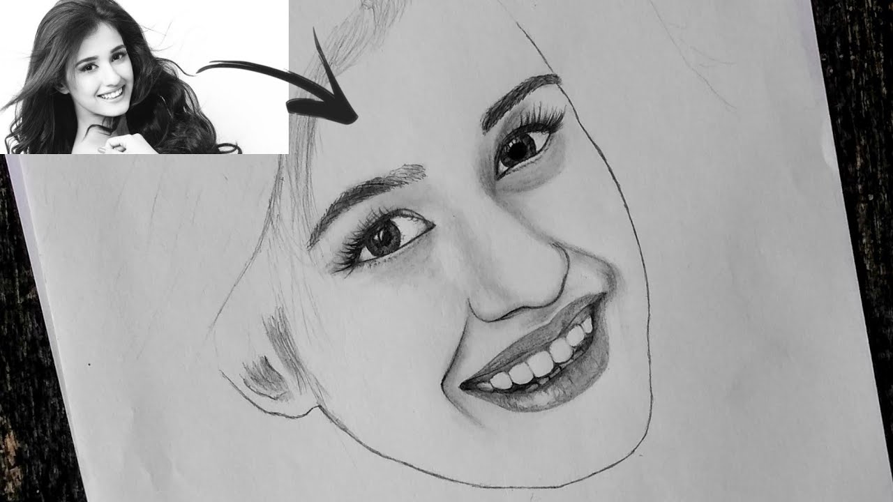 Disha Paatni realistic pencil sketch step by step...