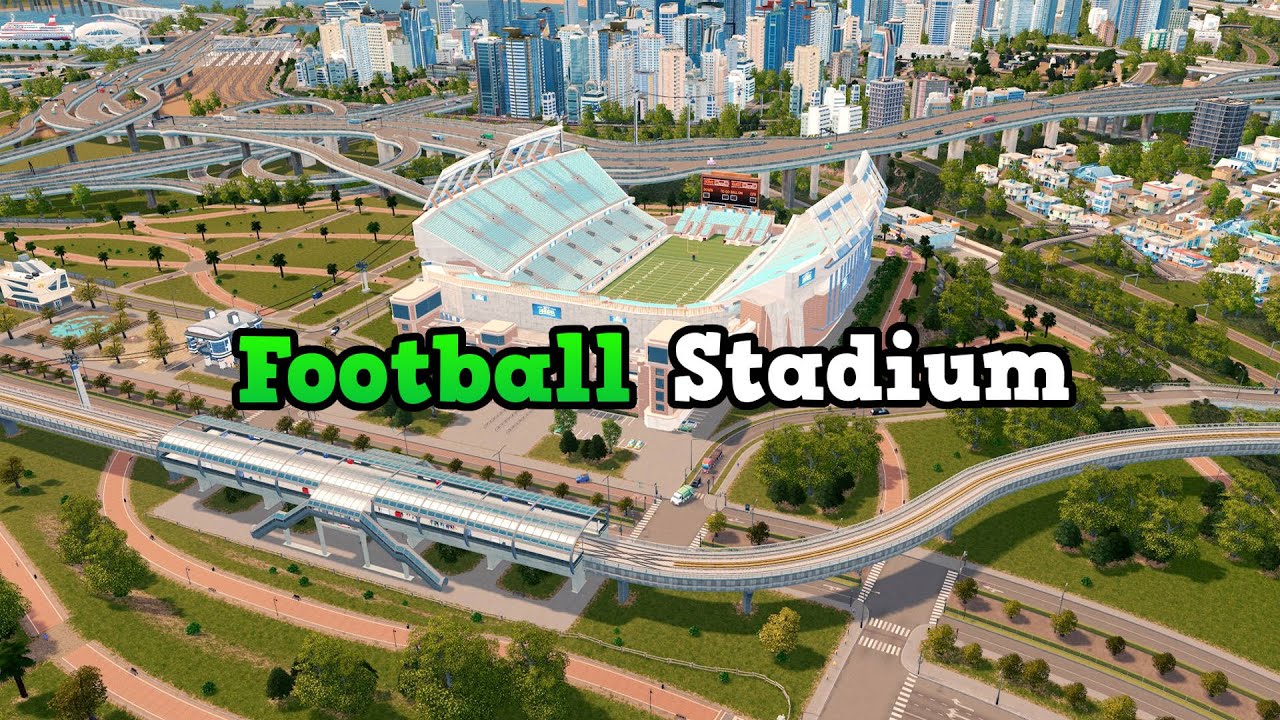 Football Stadium with Park in Cities: Skylines | No Mods | Sunset Harbor DLC | Dream City Ep. 22