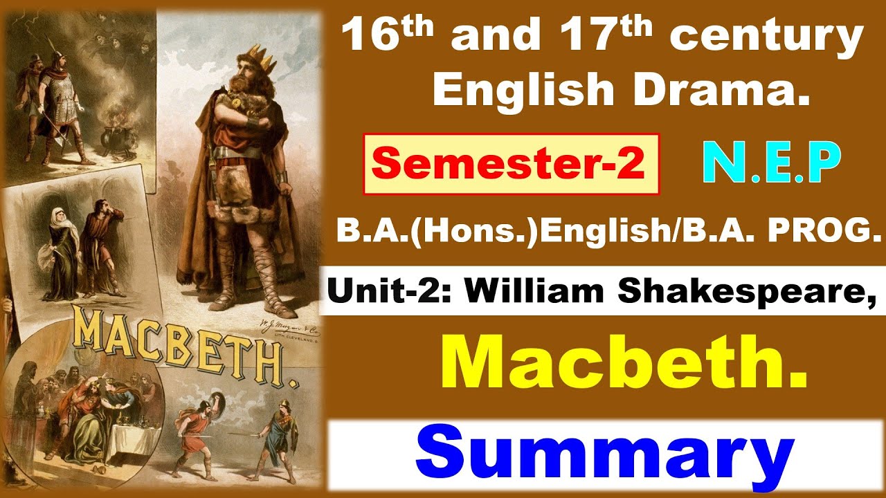 Unit 2 William Shakespeare Macbeth I 16th & 17th century English Drama  Semester 2 NEP  BA English