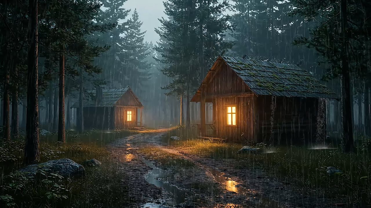 Relaxing Rain on Cabin Roof 🌧️ Deep Sleep Thunderstorm Ambience for Study, Meditation & Calm Night