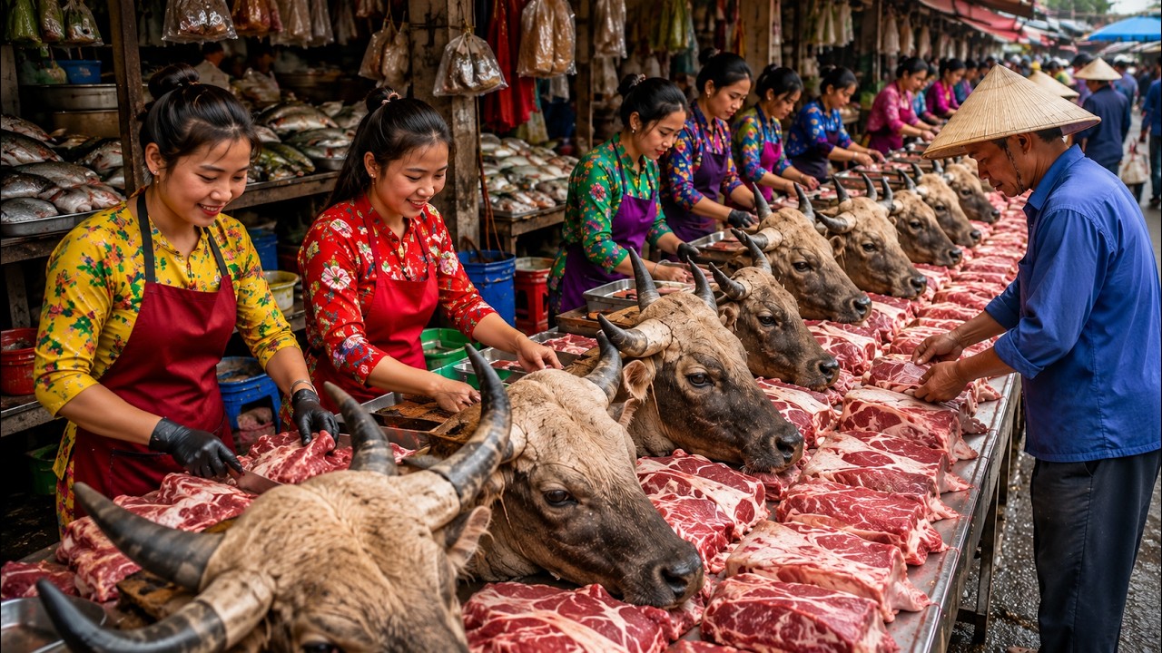 🇻🇳 Inside Vietnam's Cheapest Local Market | Fresh Food, Meat, Fish & Everything