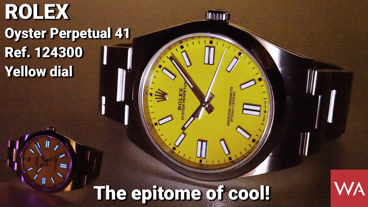 ROLEX Oyster Perpetual 41 Ref. 124300. Yellow Dial. The Epitome of Cool!