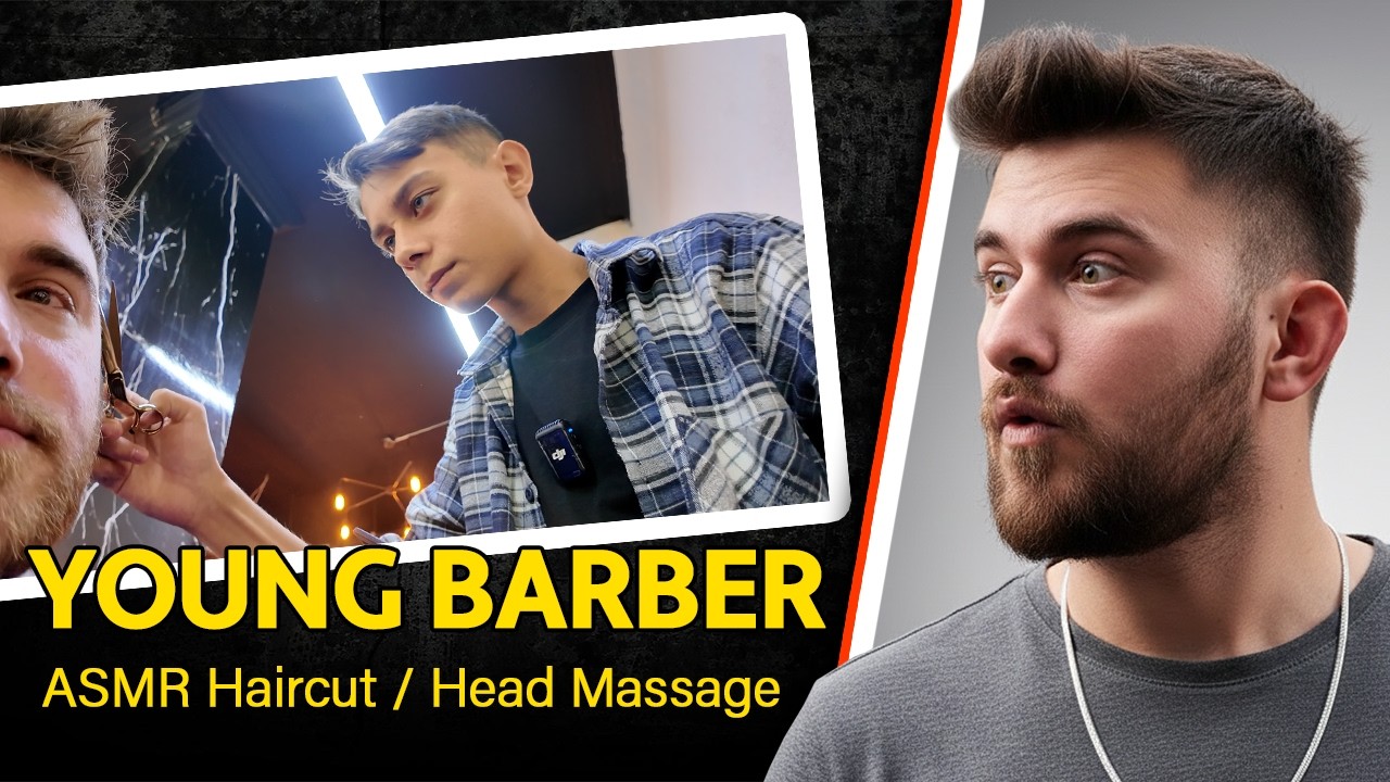 ASMR Young Barber Full Treatment In Real Barber Shop - Asmr haircut, Head Massage