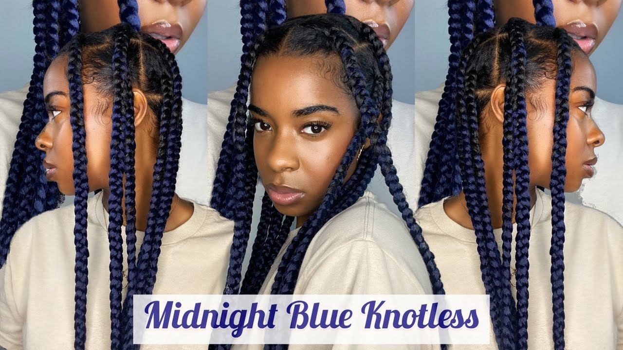 How To: Super Flat Jumbo Knotless| Quick & Easy To Follow | Midnight Blue💙🖤💙