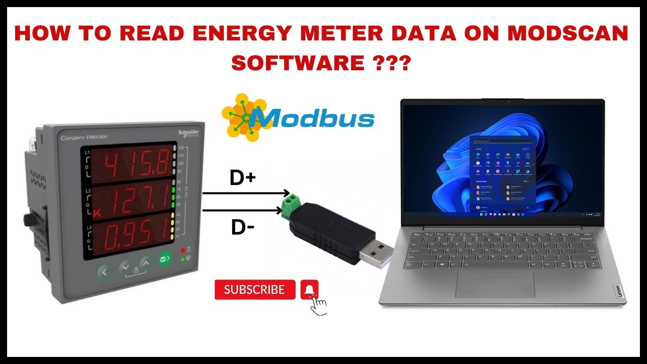 How to read SCHNEIDER energy meter data in Modscan Software 
