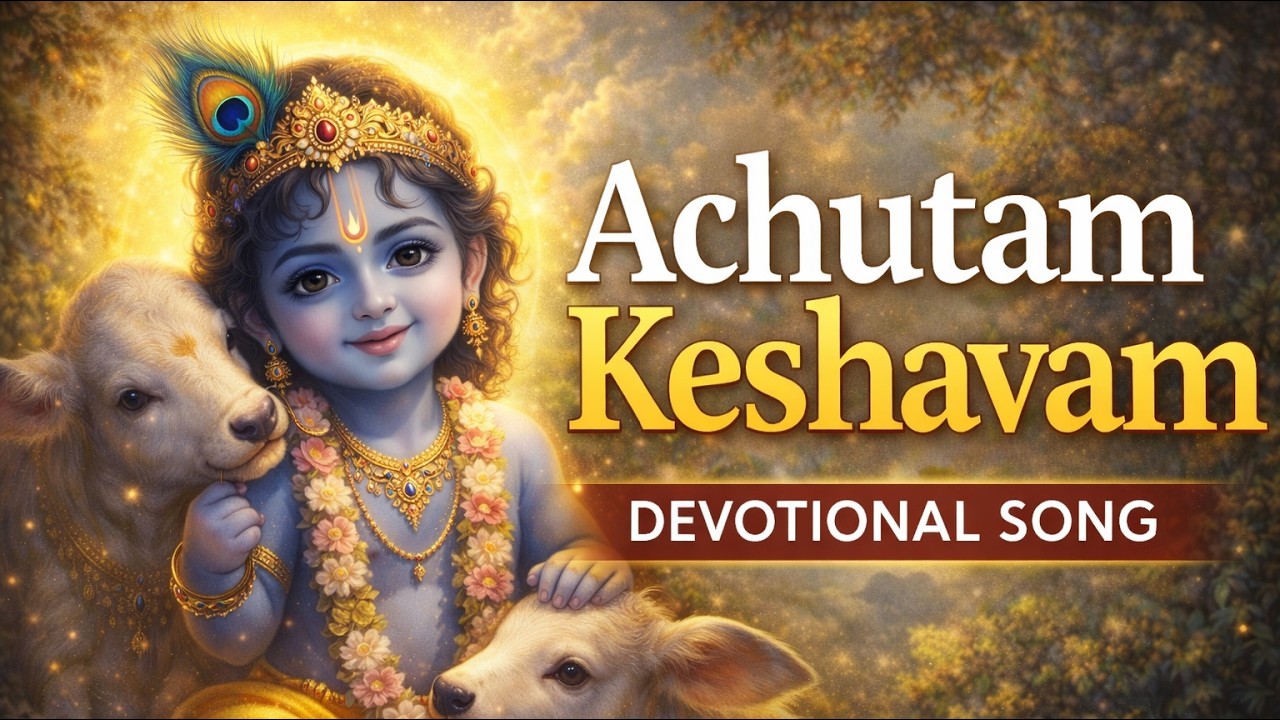 Achutam Keshavam Bhajan 🙏 | Baby Krishna | Most Peaceful Devotional Song