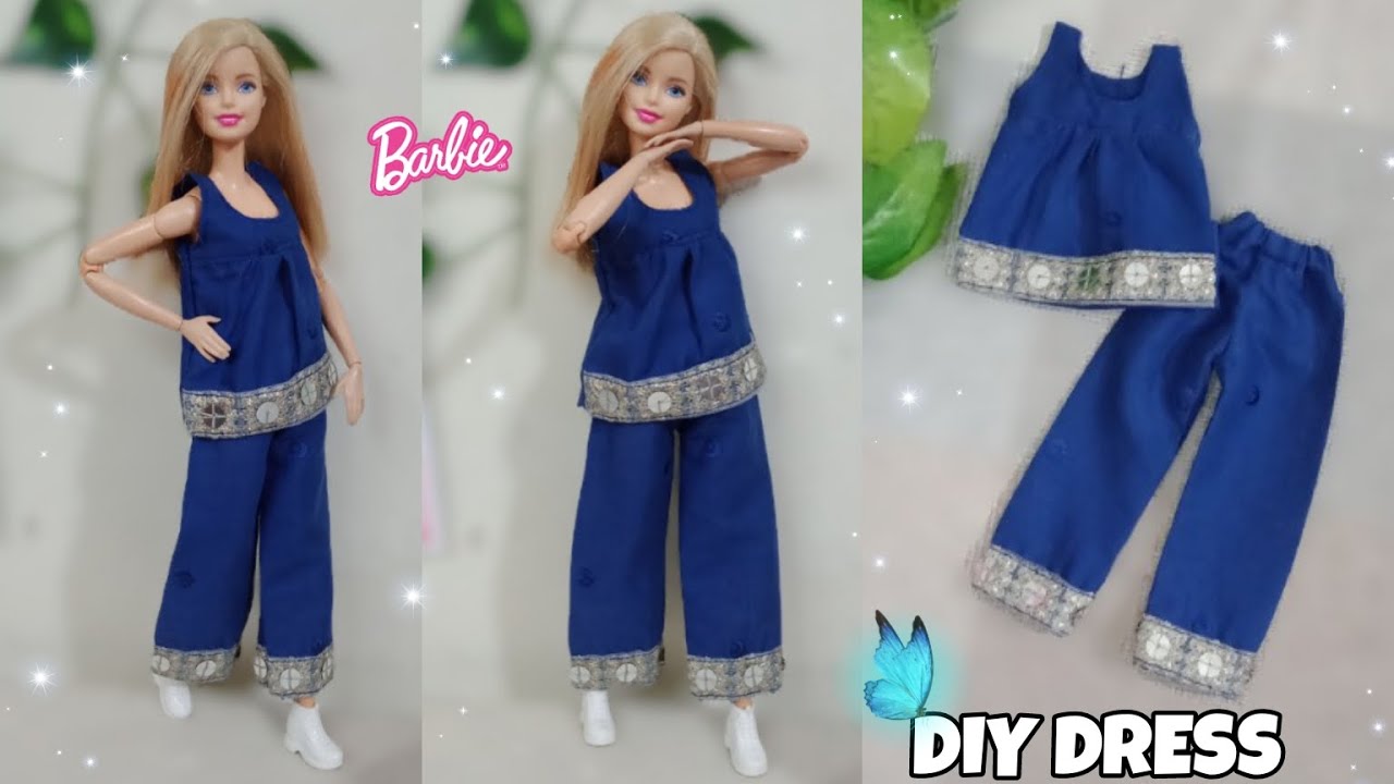 DIY wide leg pant & mini top for Barbie doll |doll dress making easy |A-Doll designer❤️