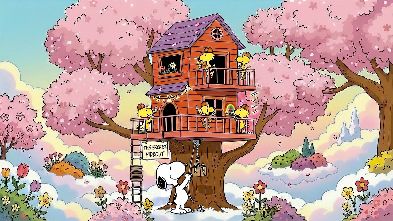 Fall Asleep Fast with Snoopy and Woodstock in Dreamland 💙 Gentle Relaxing Music for Stress, Insomnia