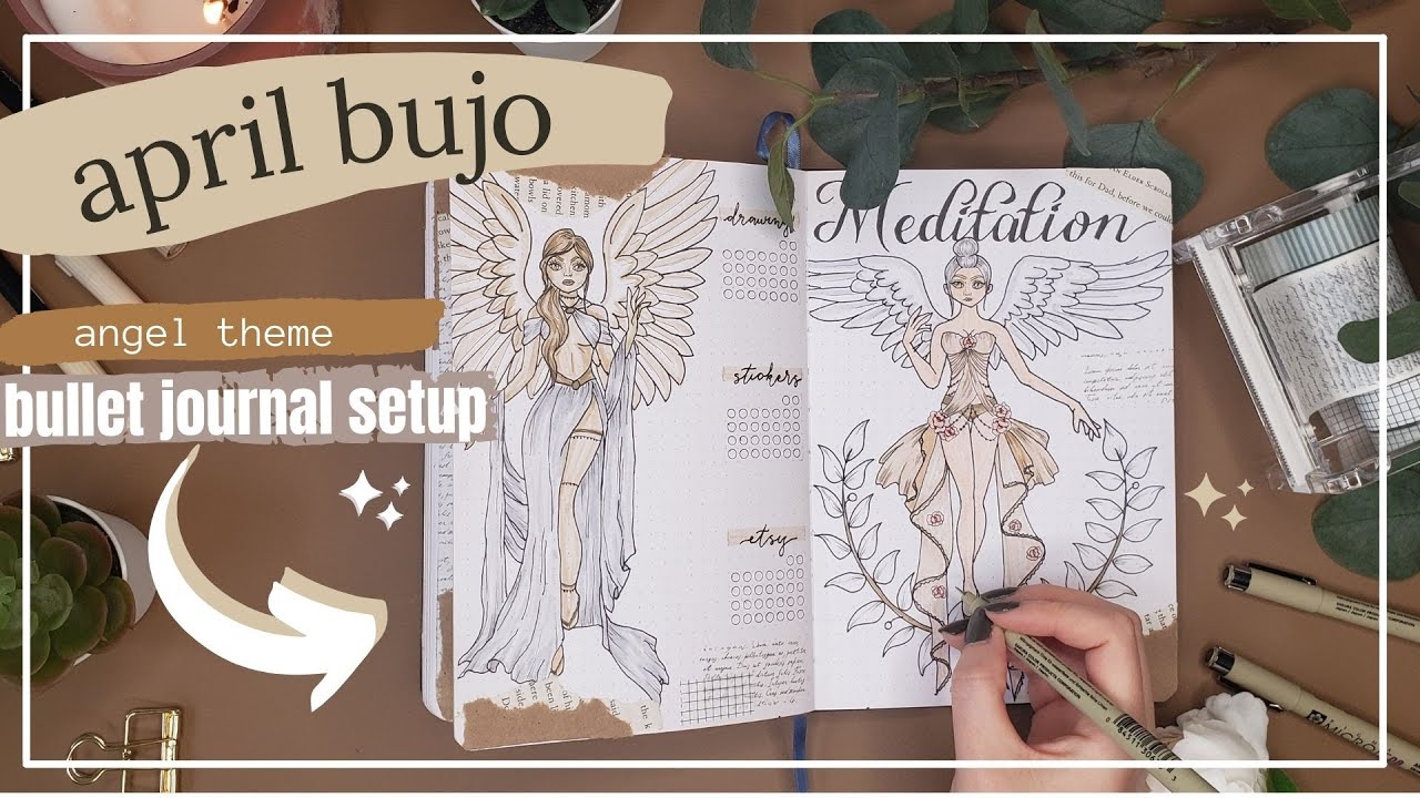 April 2022 Angel Bullet Journal Theme | Bullet Journal Setup - Angel Bujo Theme