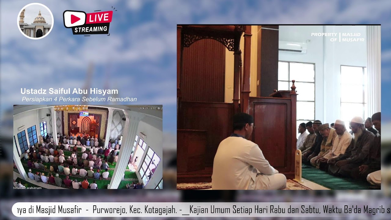Live Khotbah dan Sholat Jumat Masjid Musafir Kotagajah | Persiapkan 4 Perkara Sebelum Ramadhan