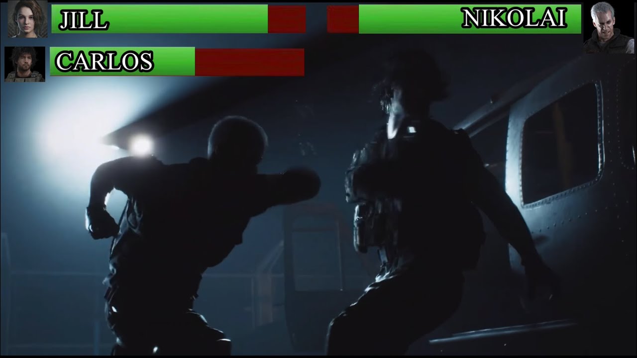 Jill and Carlos vs Nikolai With Healthbars: Resident Evil 3