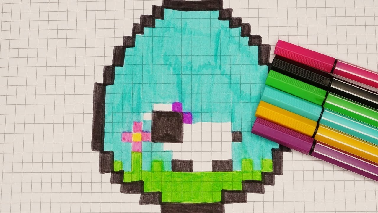 DIY Handmade Drawing Pixel Art | How to draw a cute Easter Sheep | Easy Draw with Me