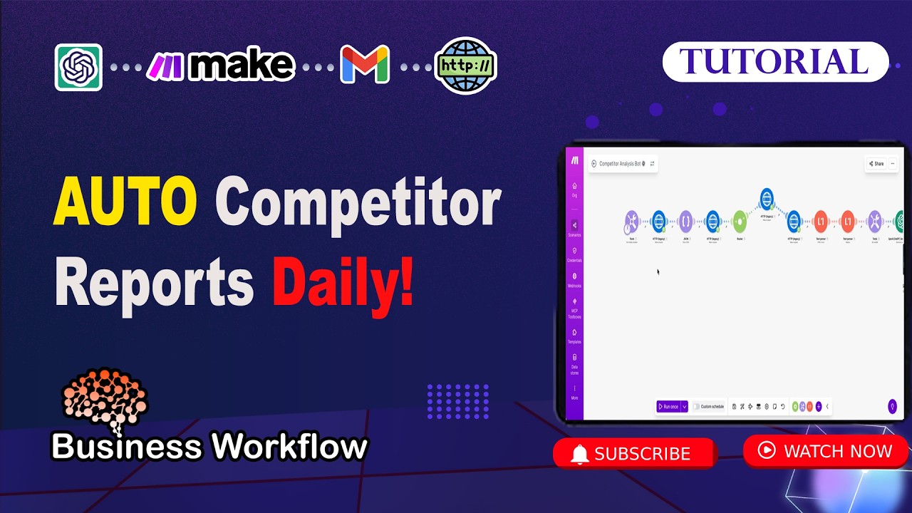 How to Automate Daily Competitor Analysis Using Make.com  l Make.com Automation for Businesses