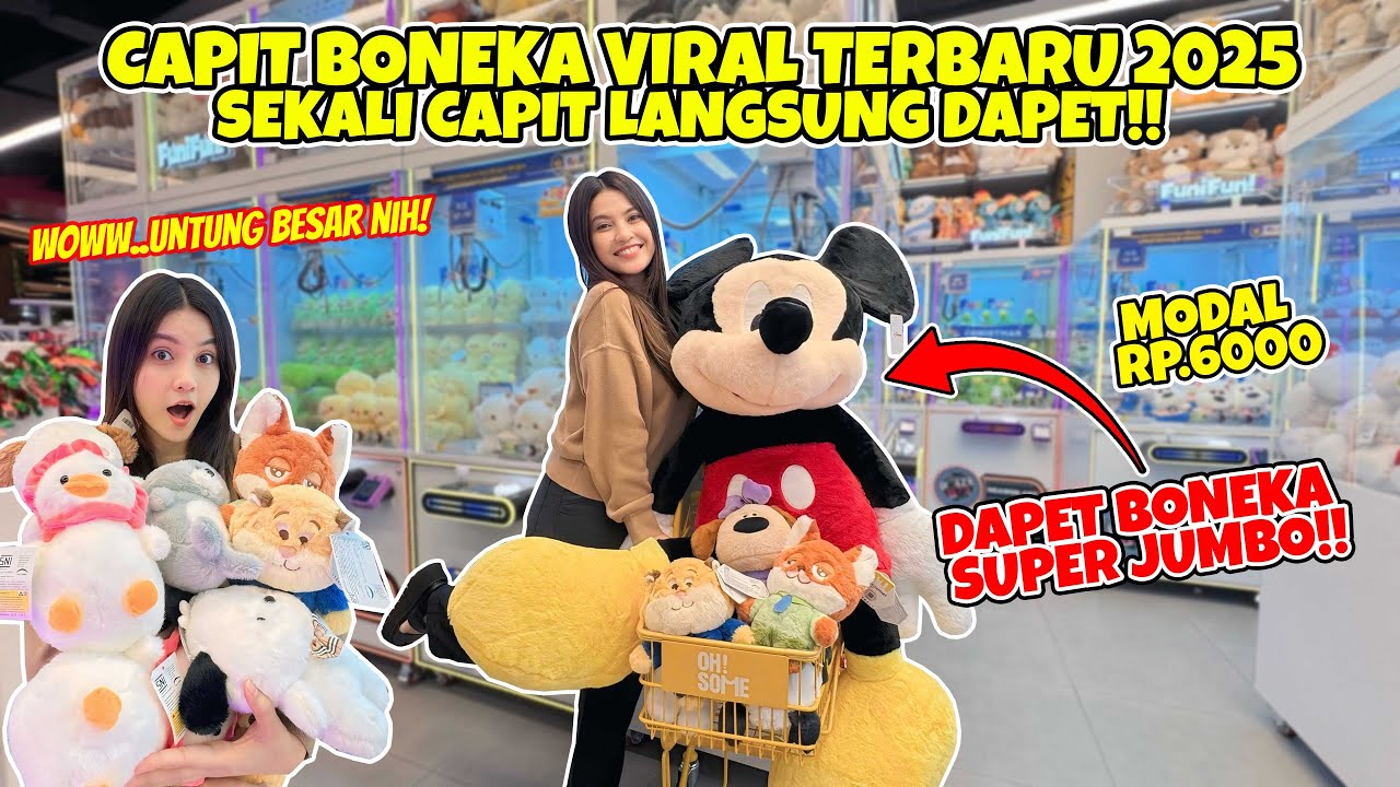 CUMA MODAL RP.6000 BISA DAPET BONEKA MICKEY SUPER JUMBO!! TRIK CAPIT BONEKA TERBARU 2025