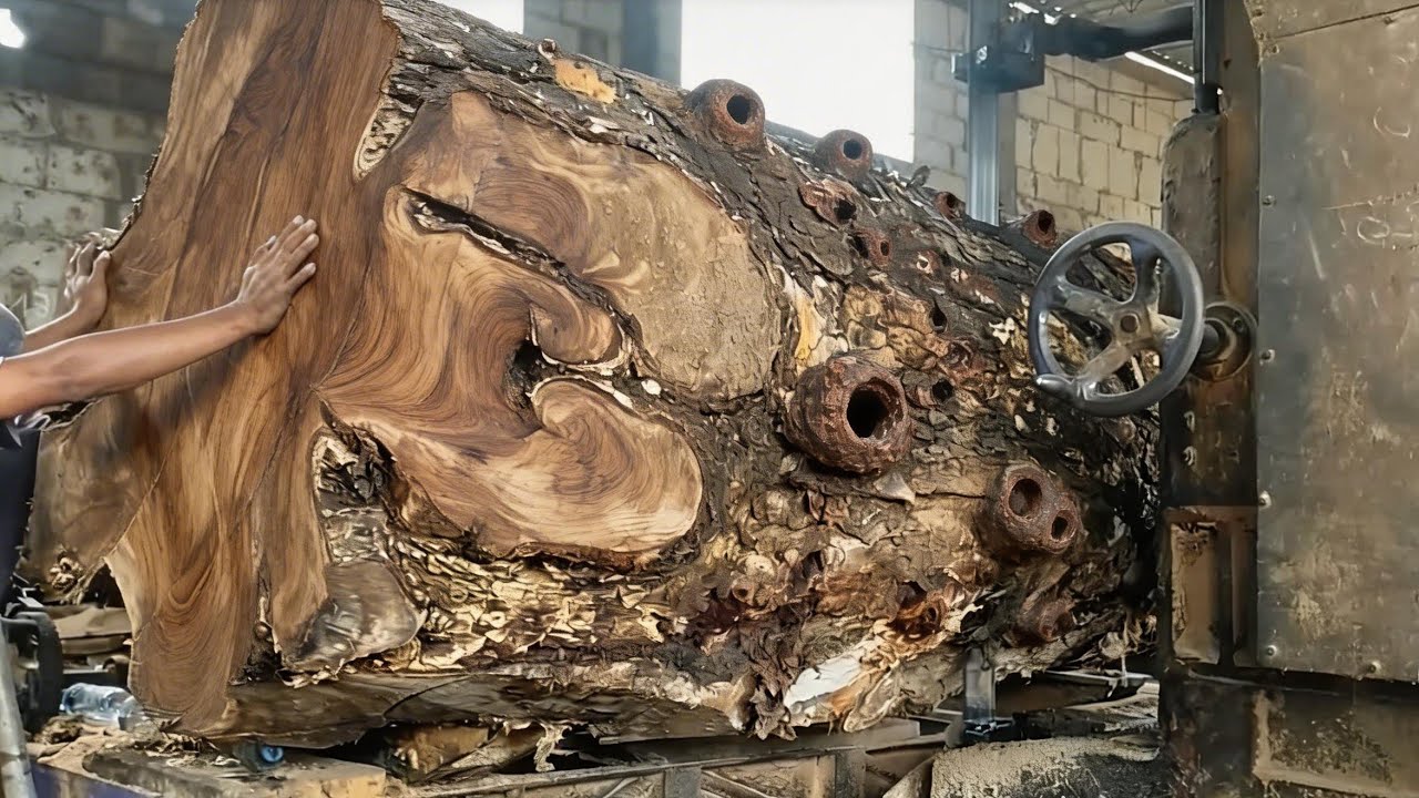 Too bold!! Working on wood this big without any safety protection