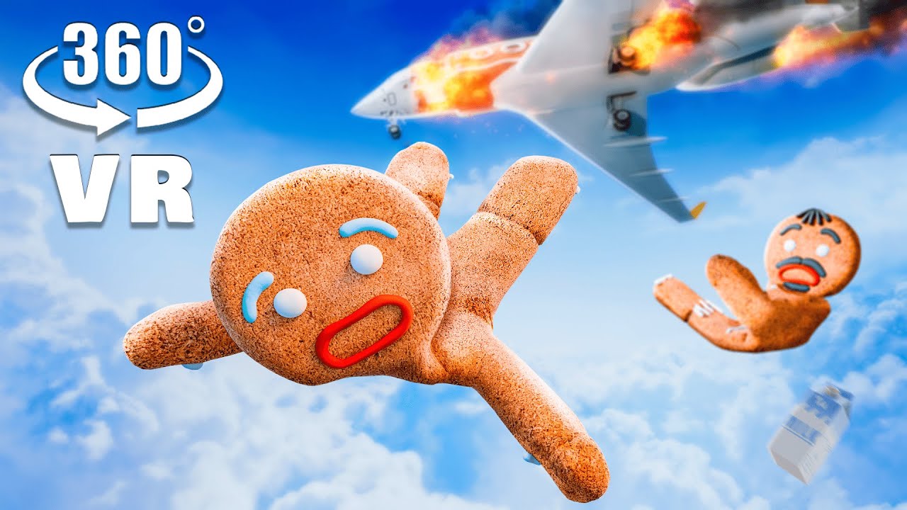 360&deg; VR - PLANE CRASH! Can the GINGERBREAD MAN Survive?