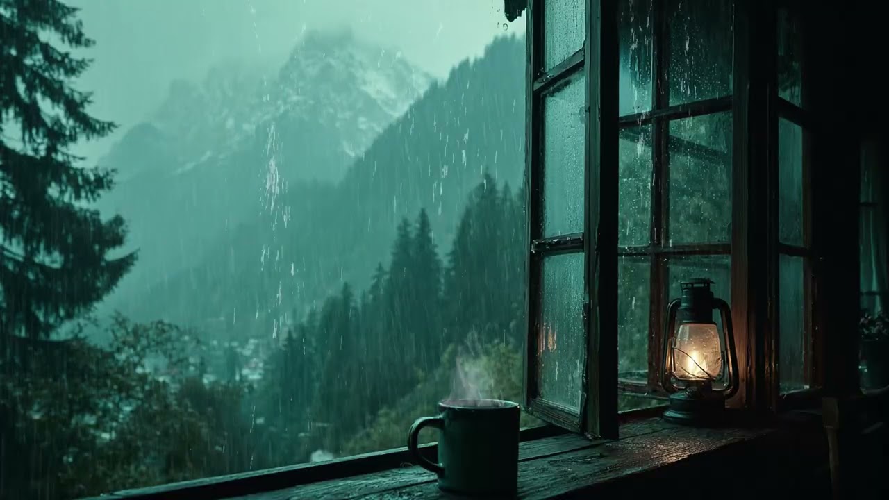 Midnight Rainfall Outside the Window 🌙 Safe Cozy Bedroom Ambience for ADHD Relief and Calm Focus