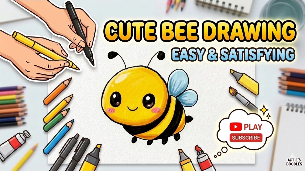 How to Draw a Cute Bee Step by Step Easy Drawing for Beginners