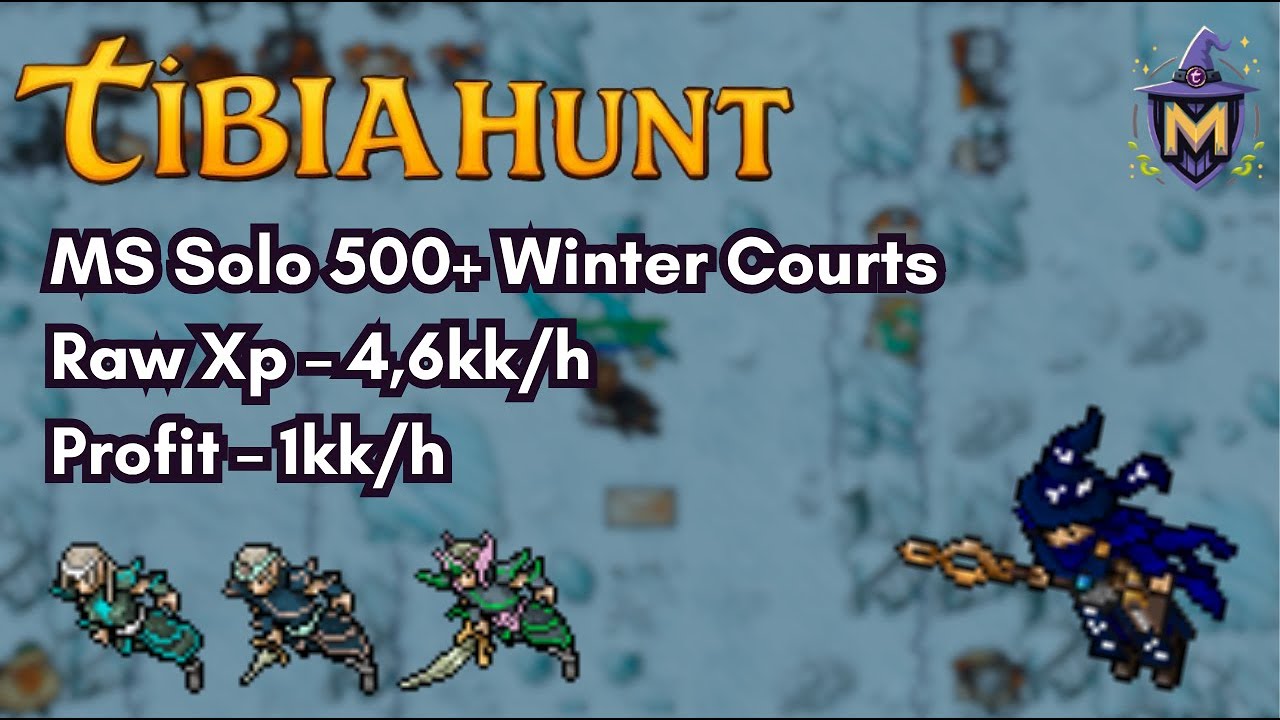 Tibia Hunt - MS 500+ Solo Winter Court (Elfo de Gelo) - 4,6kk/h Raw + 1kk Profit