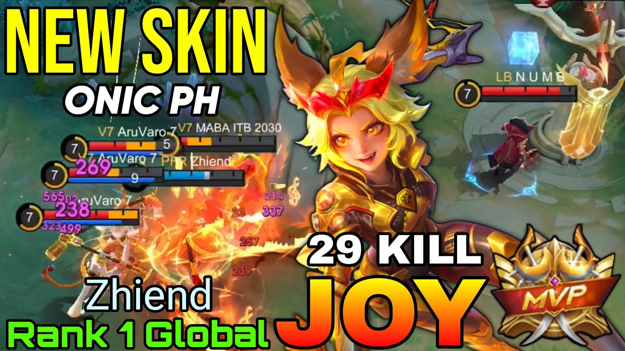 ONIC PH Joy New CHAMPION Skin Gameplay - Top 1 Global Joy by Zhiend - Mobile Legends 
