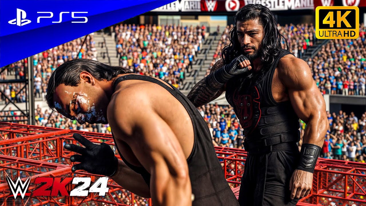 WWE 2K24 - Roman Reigns vs. Sting | Amazing Hell in a Cell Match | PS5™ [4K60]