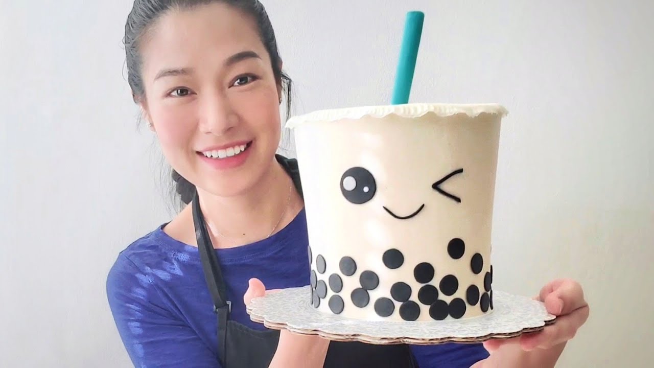 【可爱奶茶造型蛋糕】奶油芝士馅做法 CUTE BOBA CAKE