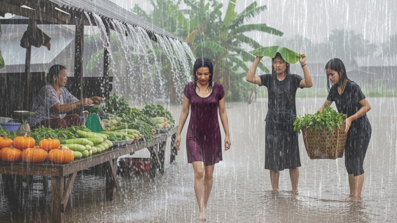 CAN YOU SLEEP IN THIS? ⚡ Heavy Rain & Winds in an Indonesian Village 🌧️ Rain Sound for Sleep