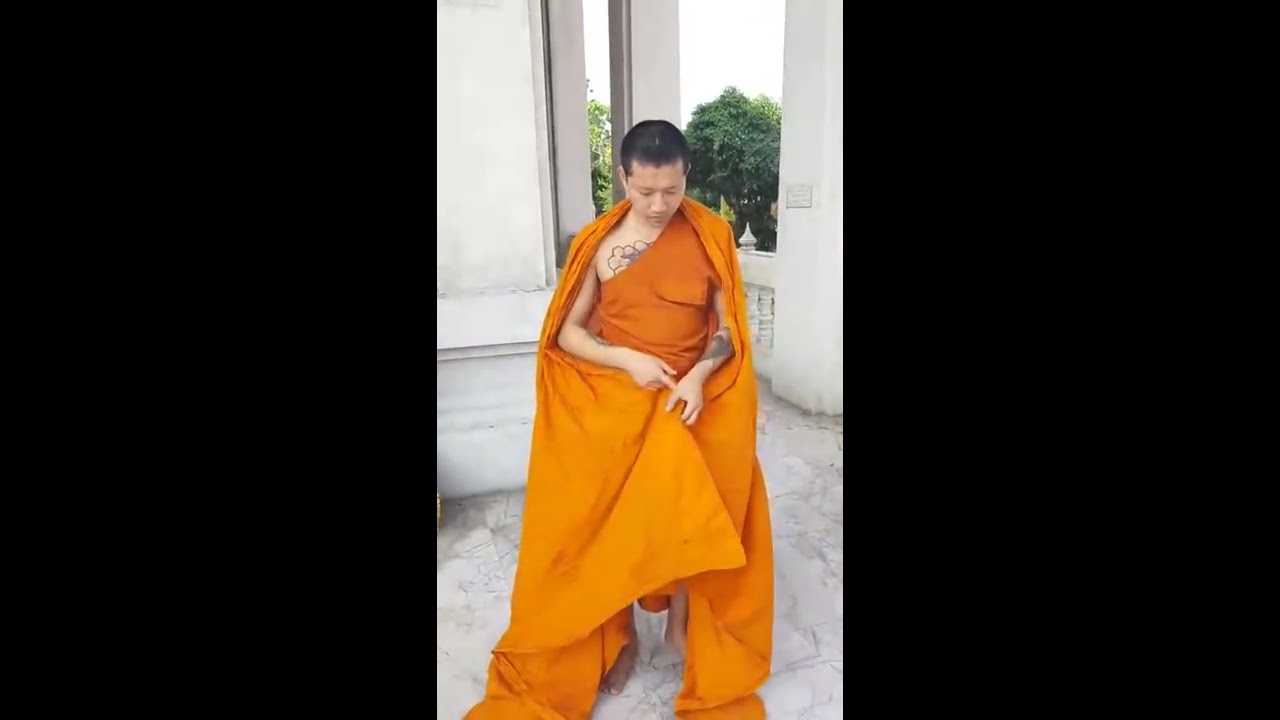 ห่มจีวร สอน วิธีห่มจีวร แบบห่มคลุม สำหรับพระบวชใหม่