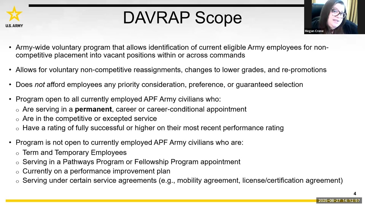 Department of the Army Voluntary Reassignment Program (DAVRAP)