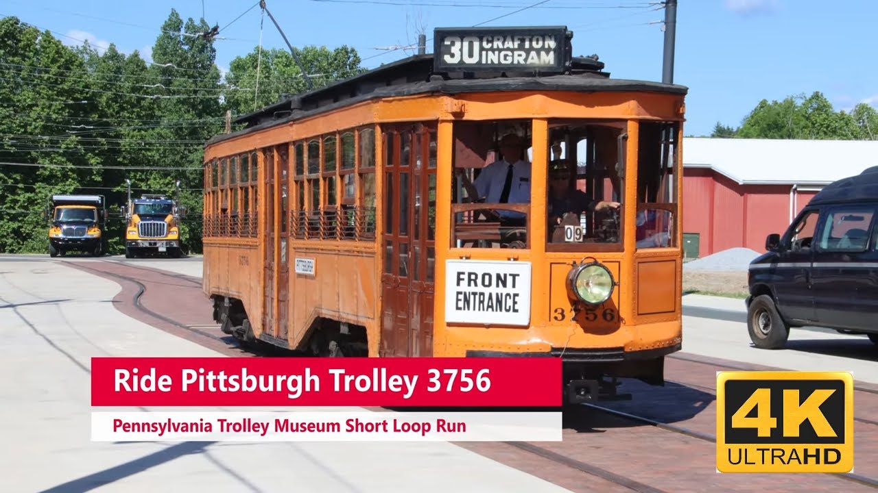 Pittsburgh Rwys Trolley #3756 Short Loop Ride  in 4K #pennsylvaniatrolleymuseum