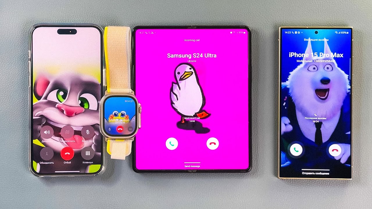 iPhone 15 Pro Max + Watch Ultra VS Samsung S24 Ultra Call to Z Fold 4 Who Fast Calling ?