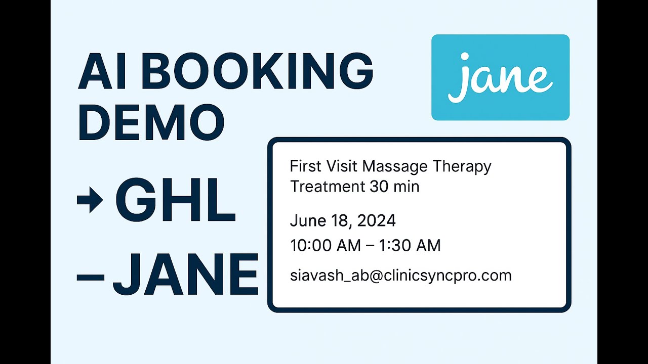Live Demo: AI Booking from GoHighLevel to JaneApp (Real Appointment Sync)