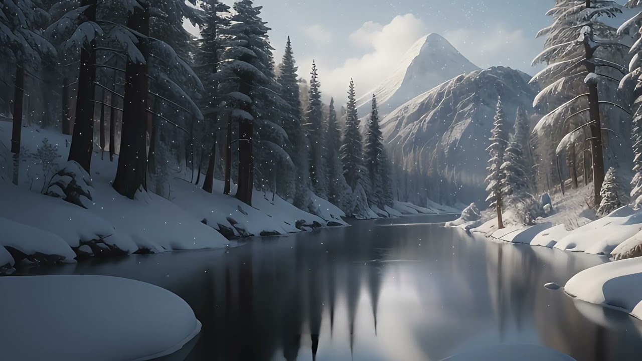 Peaceful Snow Ambience with Healing Frequencies | Calm Winter Meditation