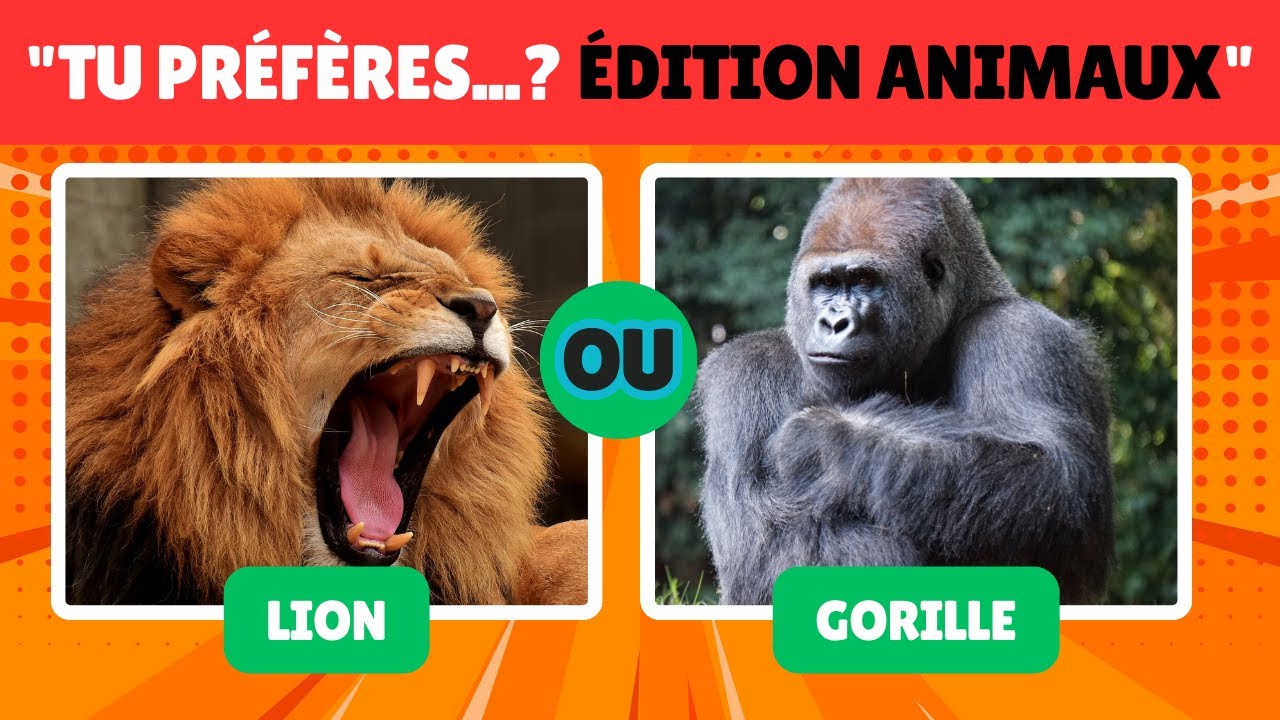 QU'EST CE QUE TU PRÉFÈRES  ÉDITION ANIMAUX 🐶🦁🐷 #quiz #trivia #quizchallenge