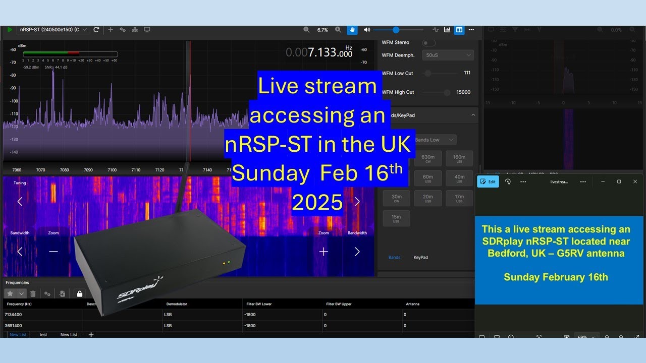 SDRplay nRSP-ST in the UK,   HF bands demo - Sunday Feb 16th