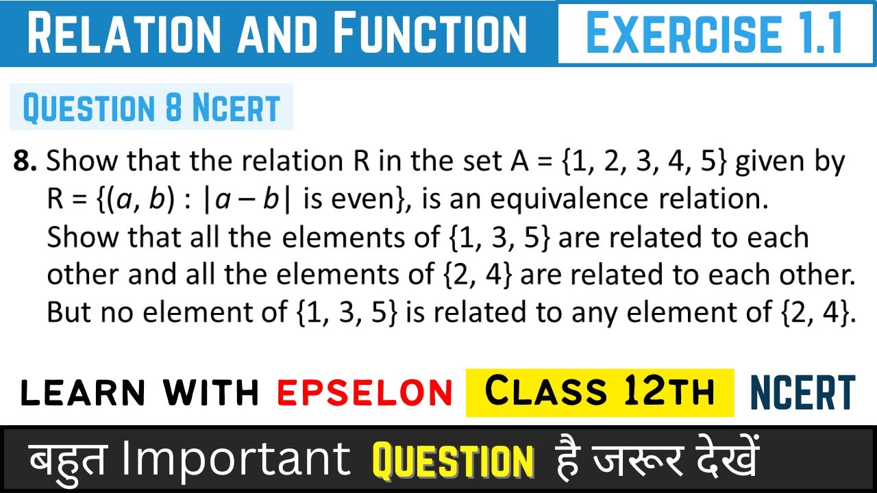 Relation & Function Class 12 | Exercise 1.1 Question 8 | NCERT Solution 2024