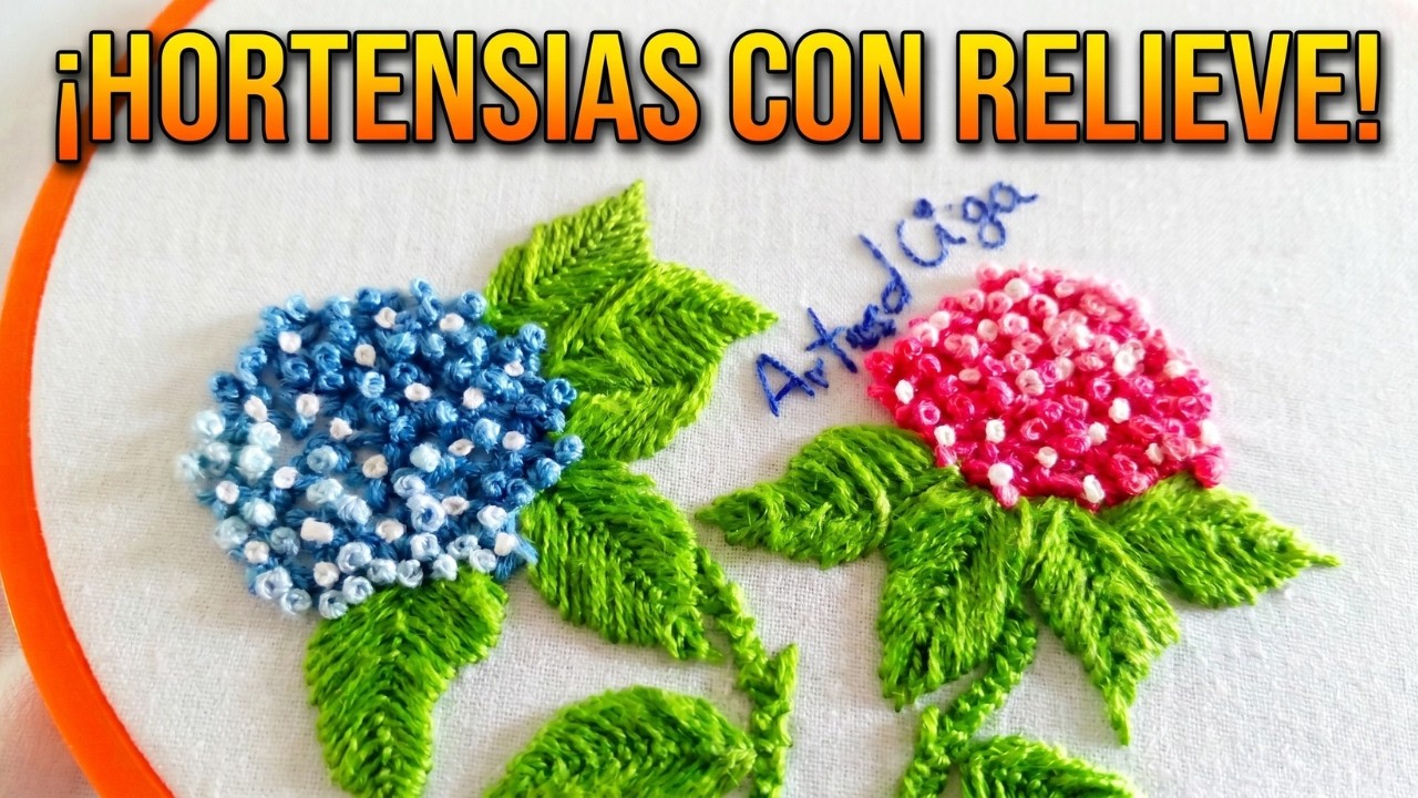 Hydrangea Flower Embroidery | Hortensias Bordadas a Mano | Hand Embroidery Tutorial by Artesd'Olga