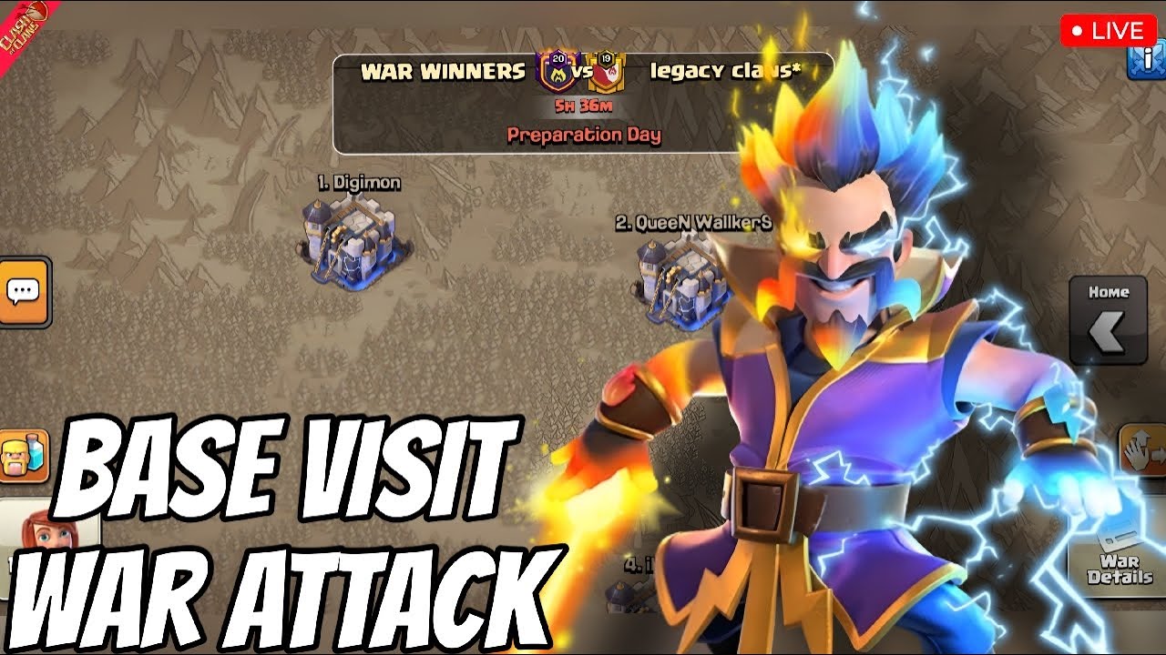 🛑 Live Base Visit & War Attacks 🔥 Clash of Clans | Yogi Khelta Hai #goldpassgiveaway #coc