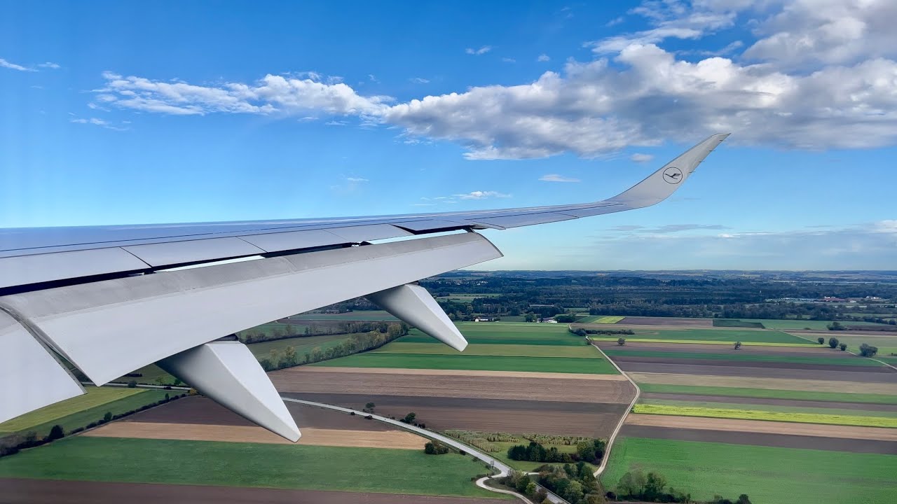 Lufthansa Airbus A350-900 Sunny Morning Landing at Munich Airport | YUL-MUC