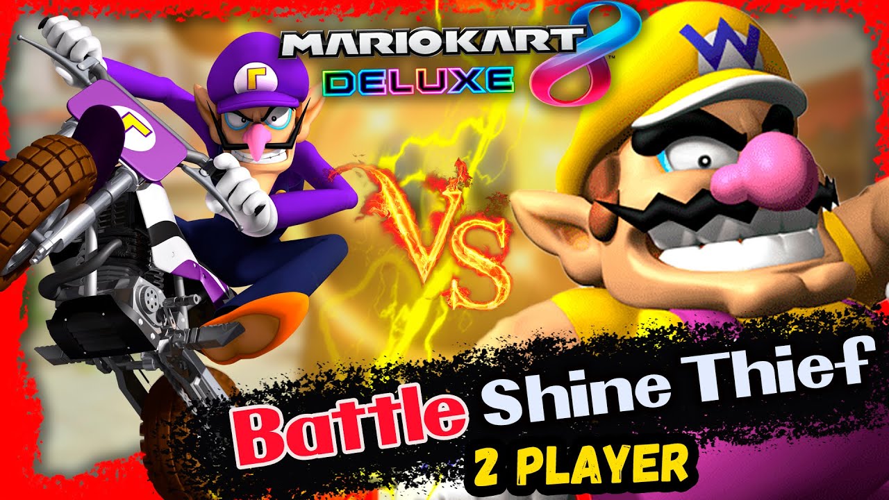 Mario Kart 8 Deluxe Multiplayer 2021 – 2 Players | Battle Mode: Shine Thief (Waluigi vs Wario)