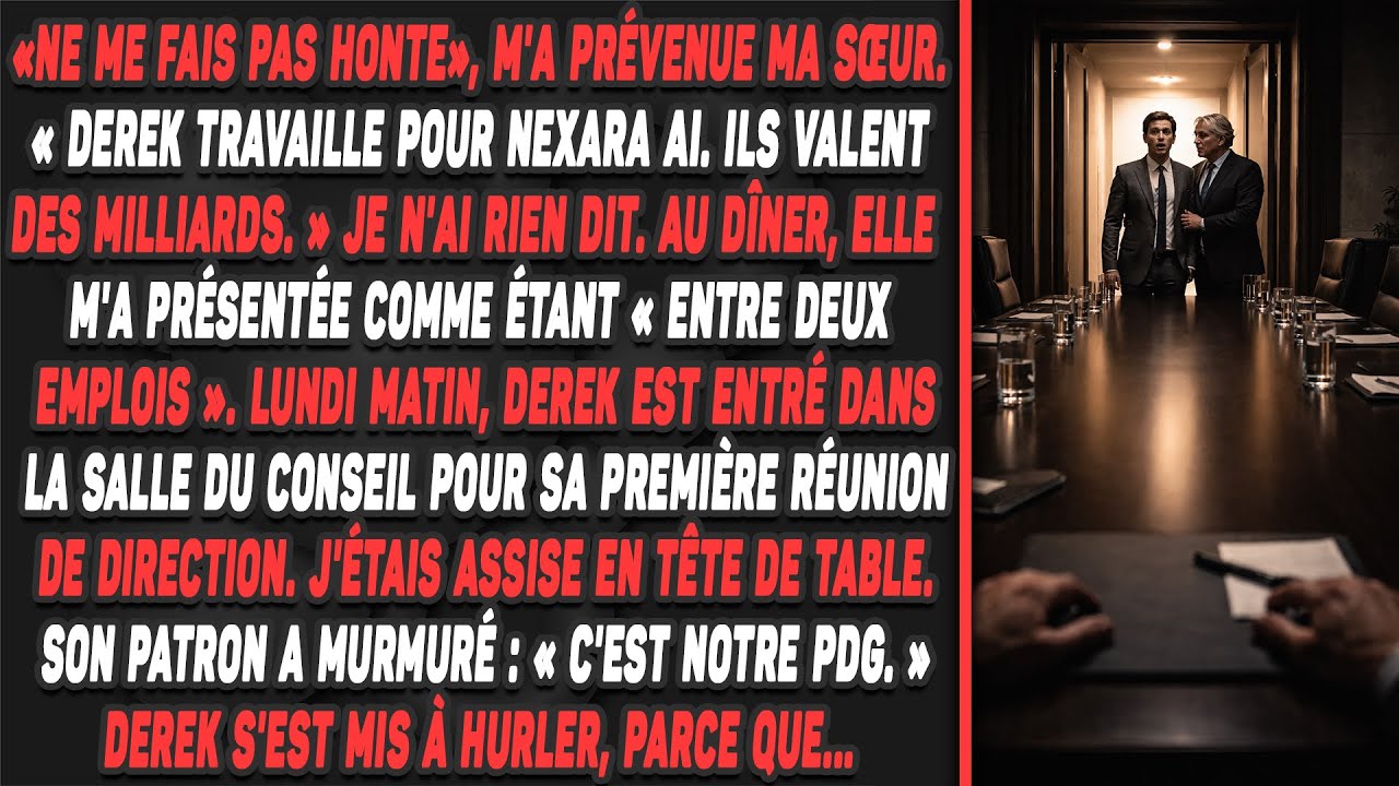 « Ne me fais pas honte », m'a prévenue ma sœur. « derek travaille pour nexara ai. Ils valent des