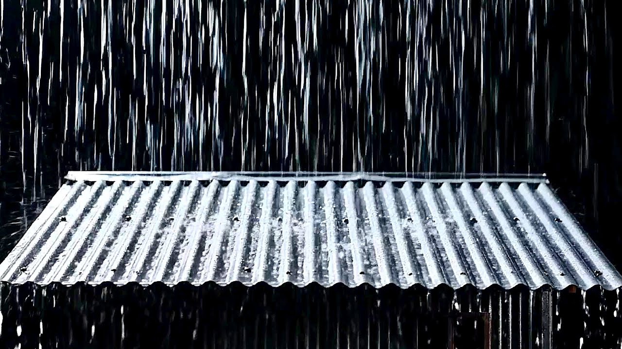 Heavy Rooftop Rain at Night 🌧️ | RAIN SOUND For Deep Sleep, Stress Relief, Relax 😴