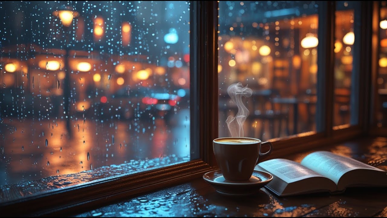 Relaxing Jazz Cafe Ambience & Heavy Rain Sounds 🌧️ Cozy Coffee Shop ☕ for Study, Sleep, Work