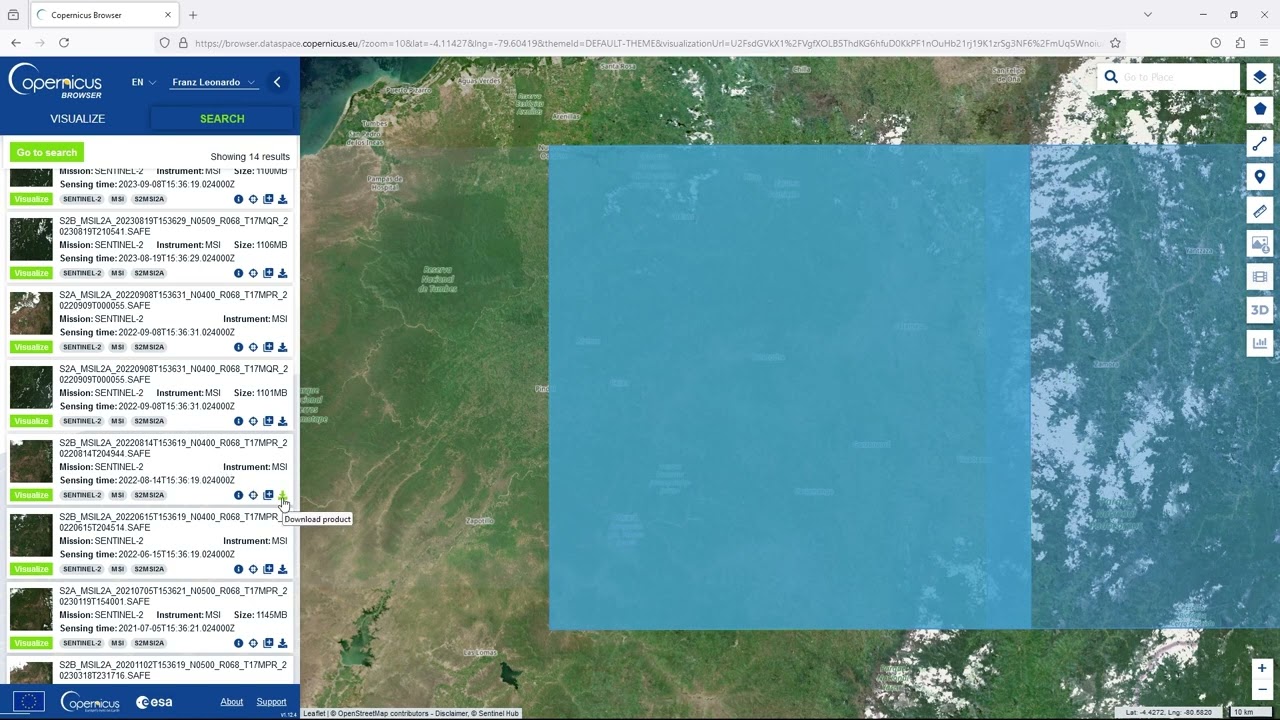 Descargar gratis imágenes satelitales Sentinel 2