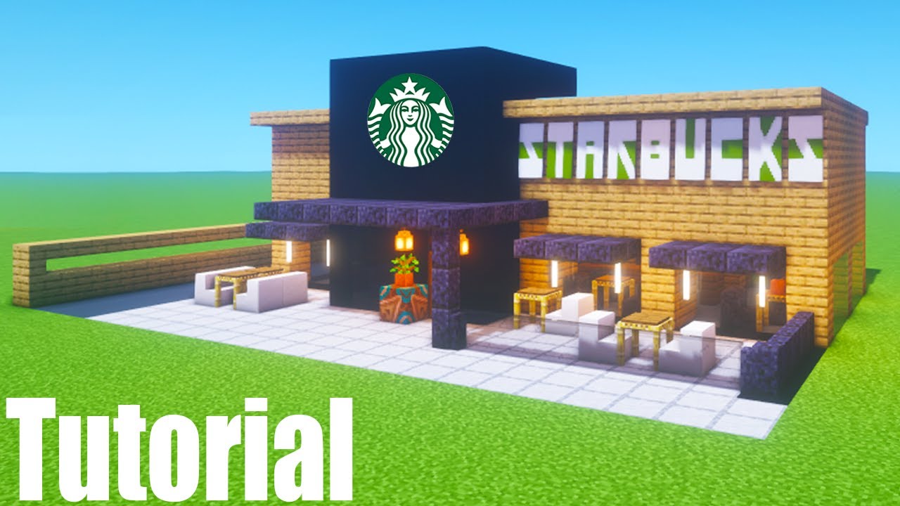 Minecraft Tutorial: How To Make A Modern Starbucks 