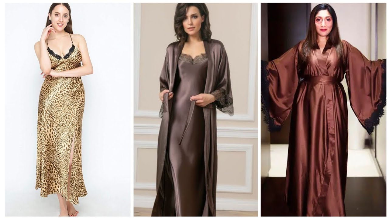 Latest women silk comfortable nighty designing 