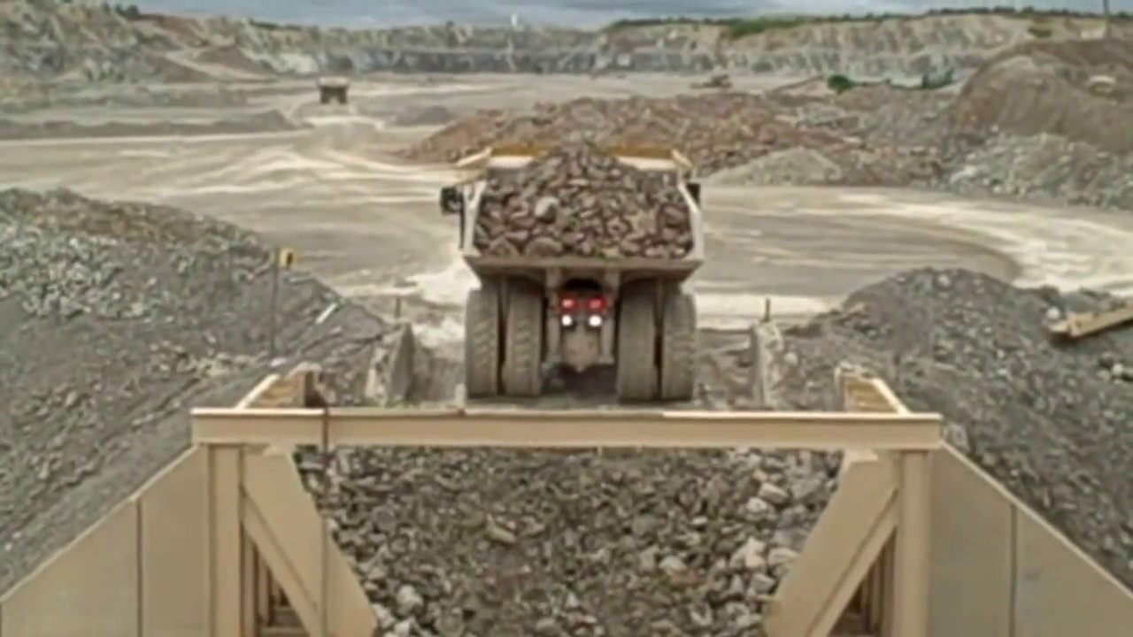 Haul truck dumping at Dolese Bros ' Richards Spur Quarry 2